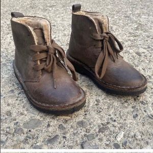 J Crew Crewcuts McAllister Leather Oiled Shearling Boots, toddler size 9